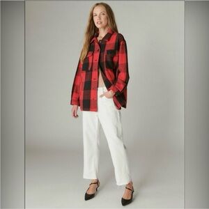 Lucky Brand Buffalo Plaid Check Flannel Button Down Shacket NWT Small